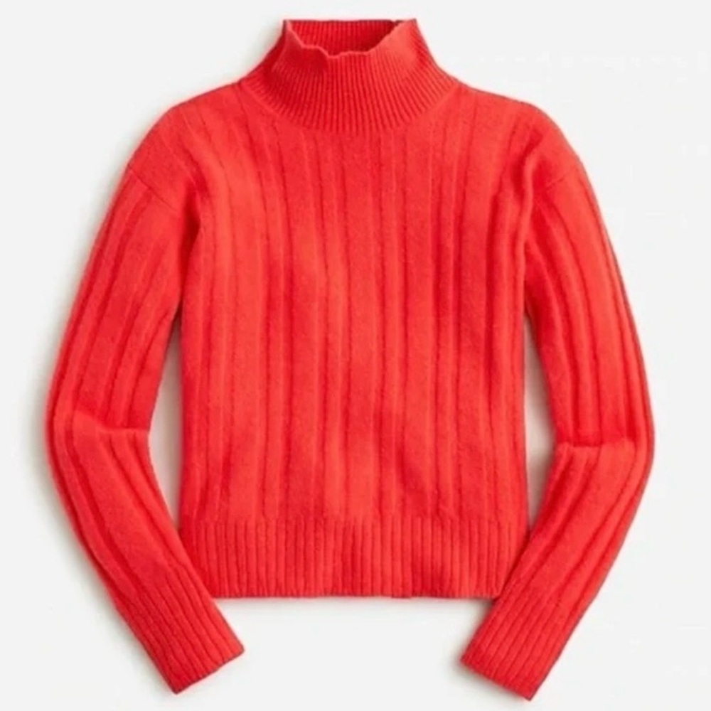 J. Crew Ribbed mockneck sweater in Supersoft yarn size medium “poppy red”